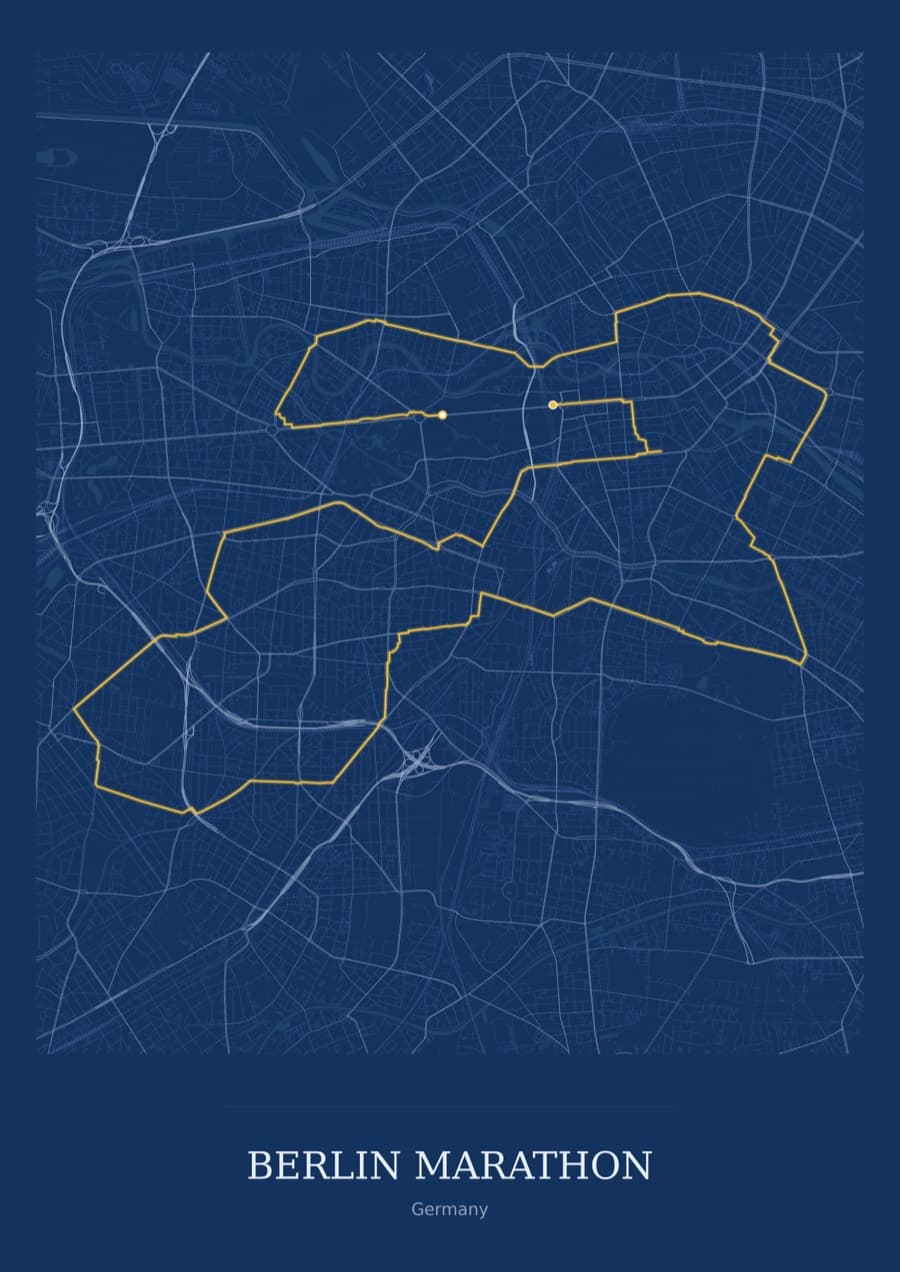 Berlin Marathon — Blueprint · Full map palette poster