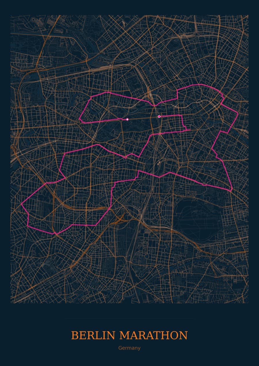 Berlin Marathon — City Runner 2049 · Full map palette poster