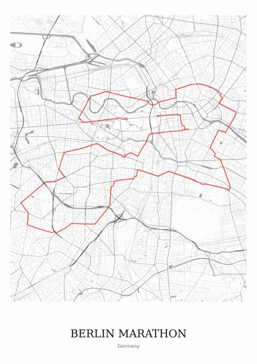 Berlin Marathon — Mono · Full map palette poster