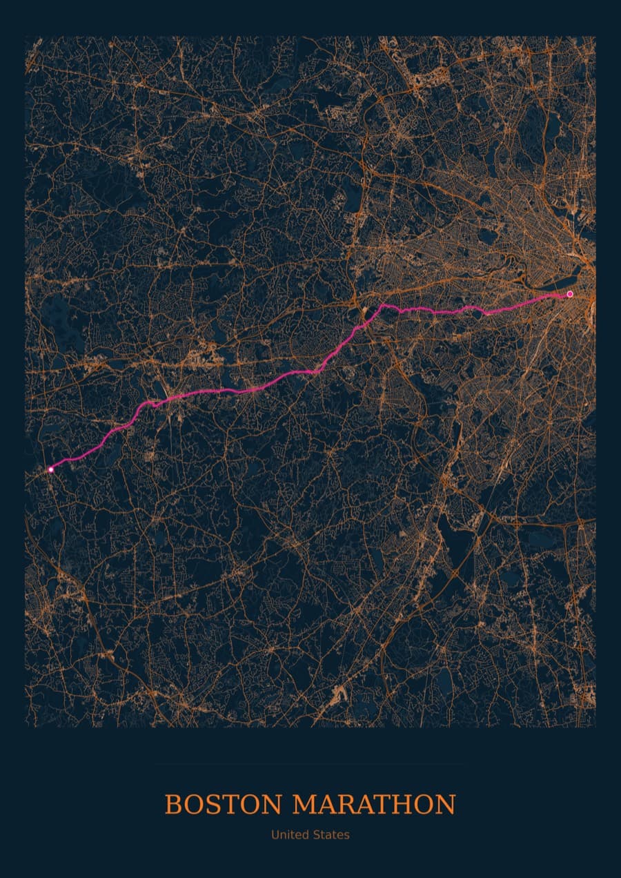 Boston Marathon — City Runner 2049 · Full map palette poster