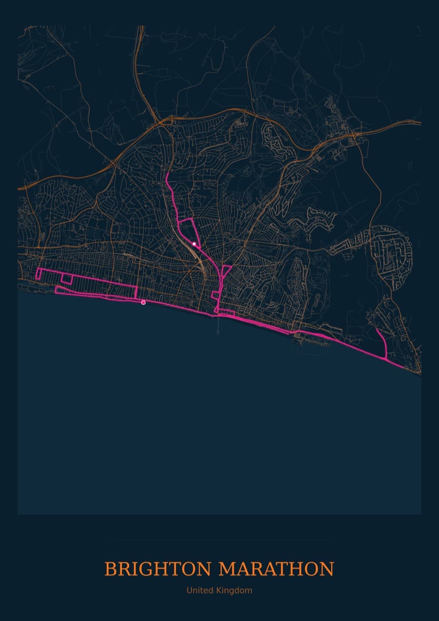 Brighton Marathon — City Runner 2049 · Full map palette poster