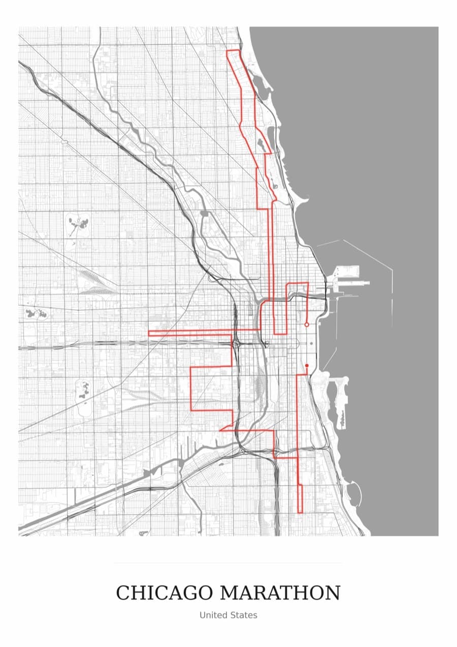 Chicago Marathon — Mono · Full map palette poster
