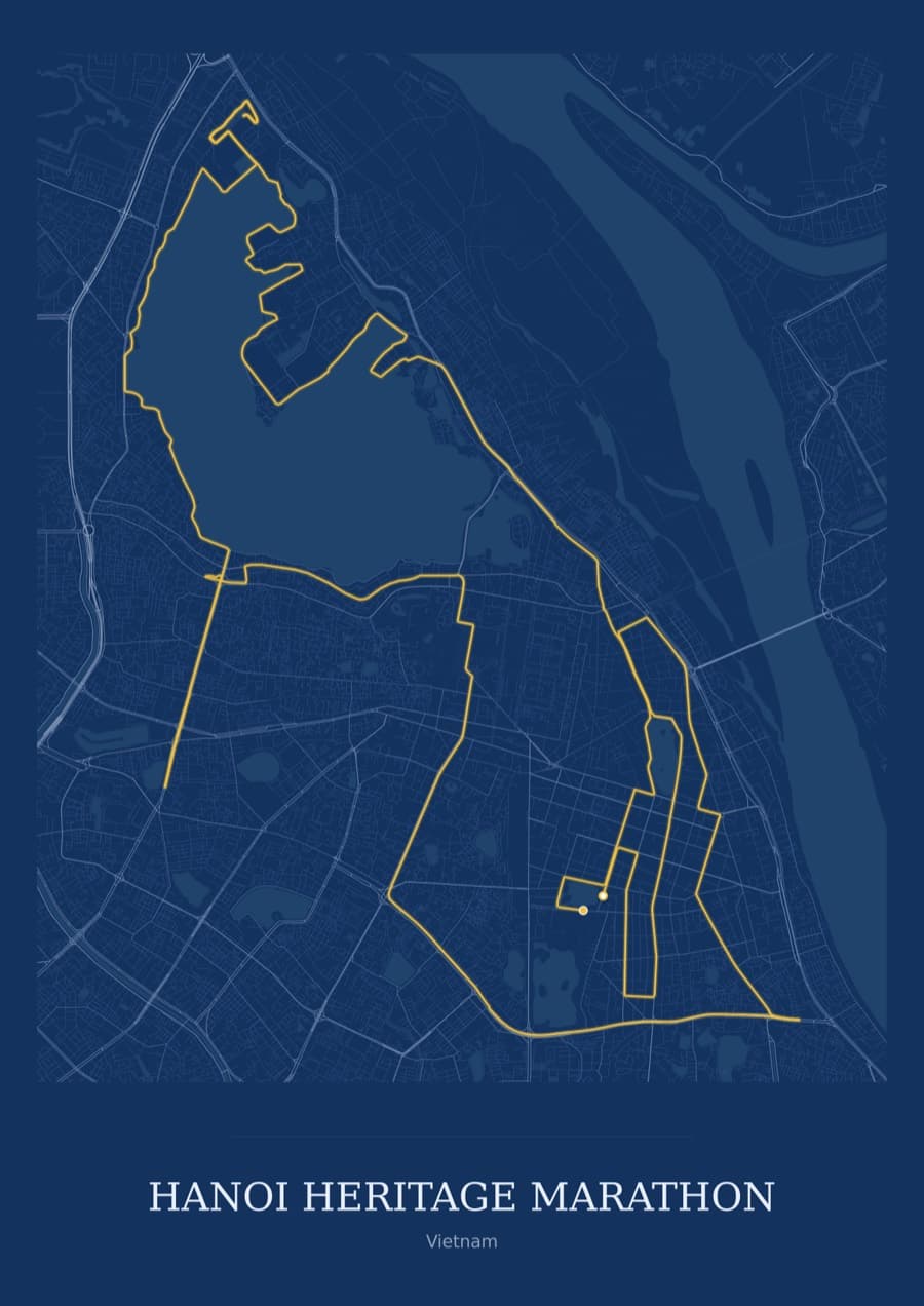 Hanoi Marathon — Blueprint · Full map palette poster