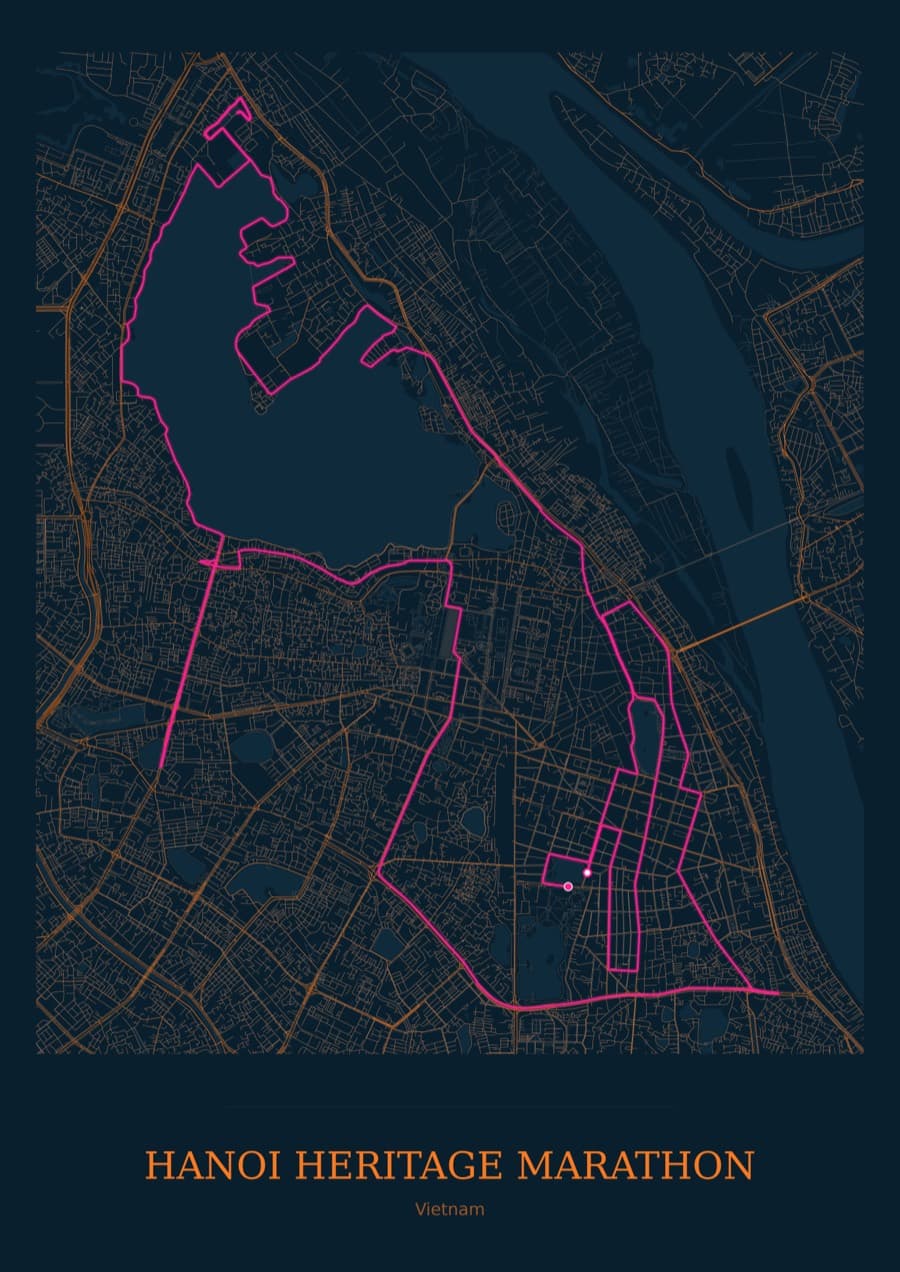 Hanoi Marathon — City Runner 2049 · Full map palette poster