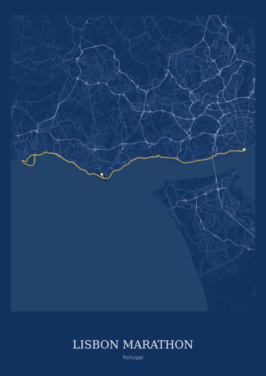 Lisbon Marathon — Blueprint · Full map palette poster