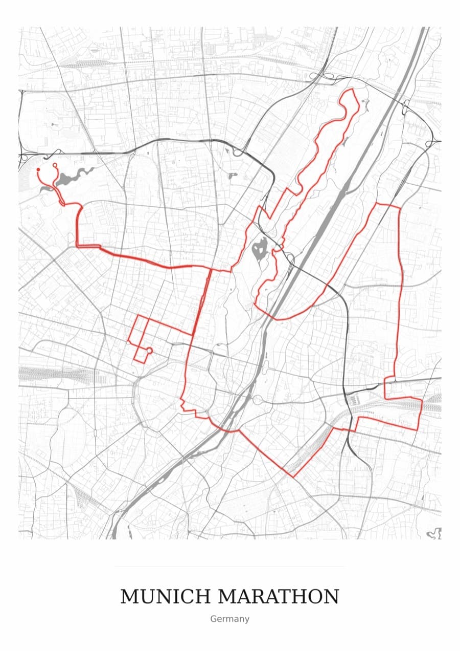 Munich Marathon — Mono · Full map palette poster