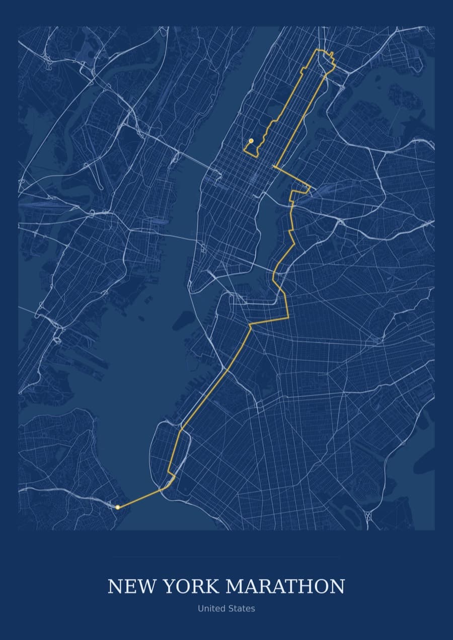 New York Marathon — Blueprint · Full map palette poster