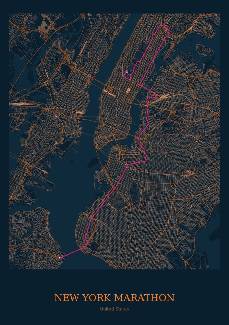 New York Marathon — City Runner 2049 · Full map palette poster