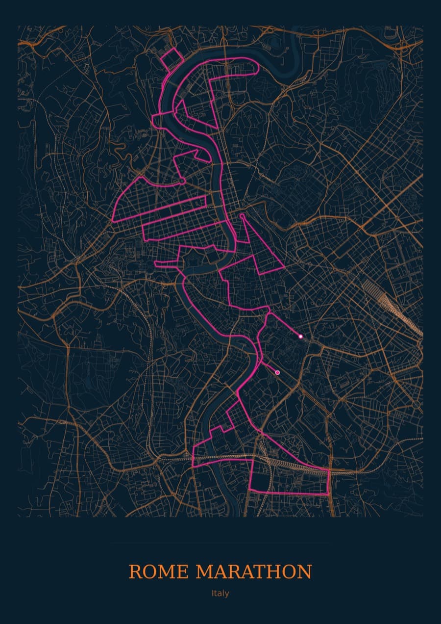 Rome Marathon — City Runner 2049 · Full map palette poster
