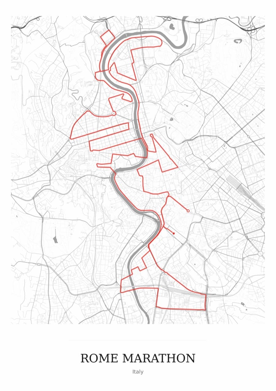 Rome Marathon — Mono · Full map palette poster