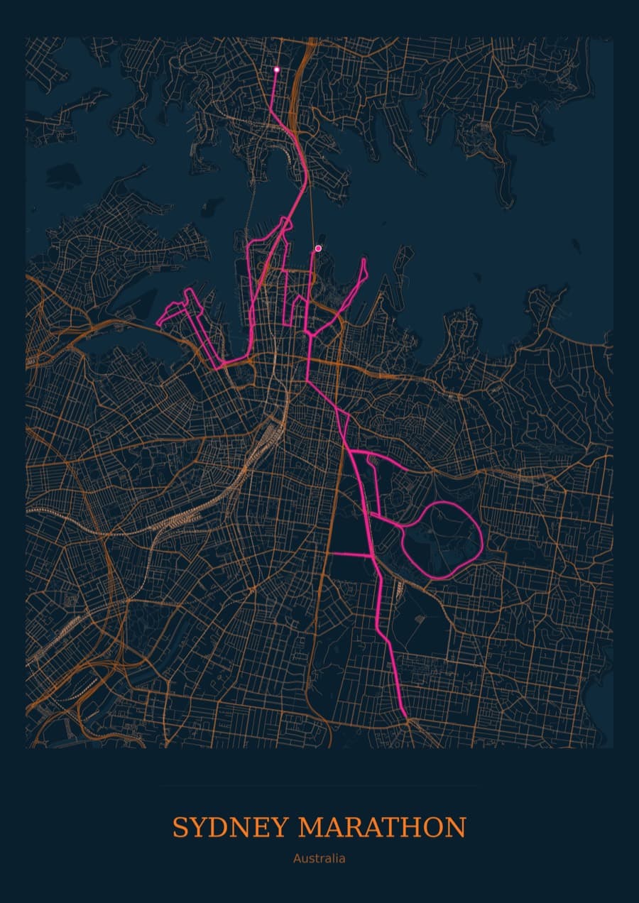 Sydney Marathon — City Runner 2049 · Full map palette poster
