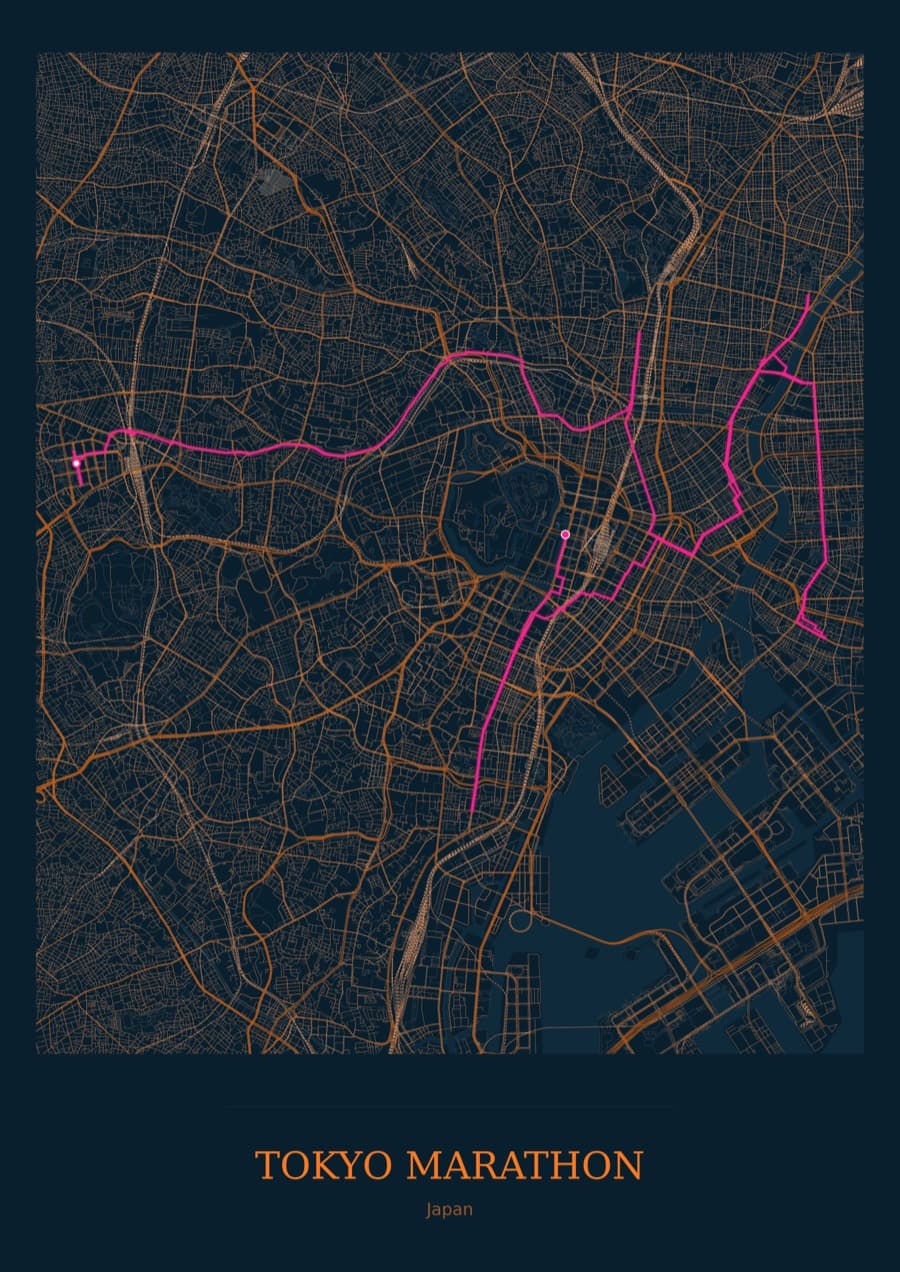 Tokyo Marathon — City Runner 2049 · Full map palette poster