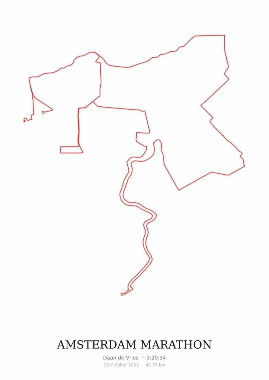 Amsterdam Marathon — Mono · Route study palette poster