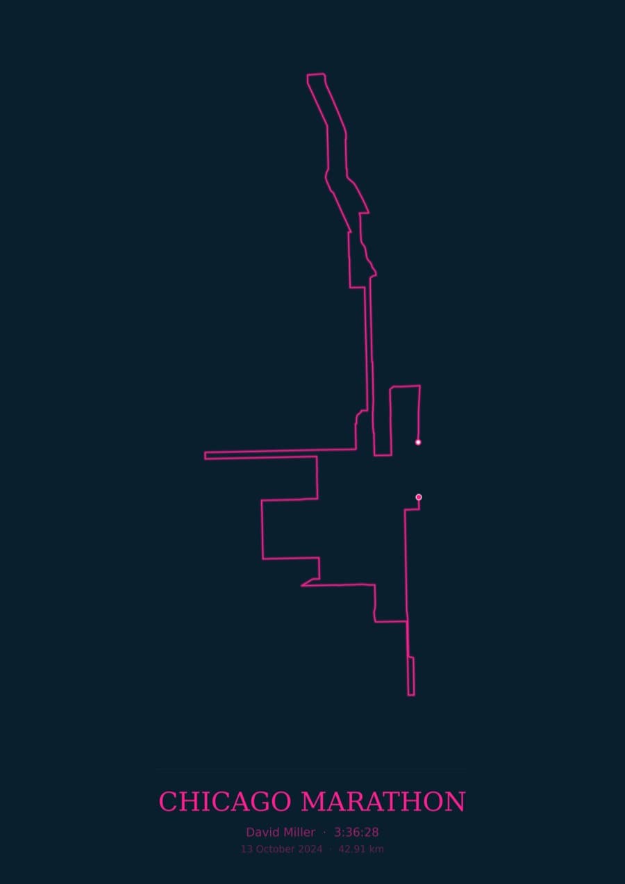 Chicago Marathon — City Runner 2049 · Route study palette poster
