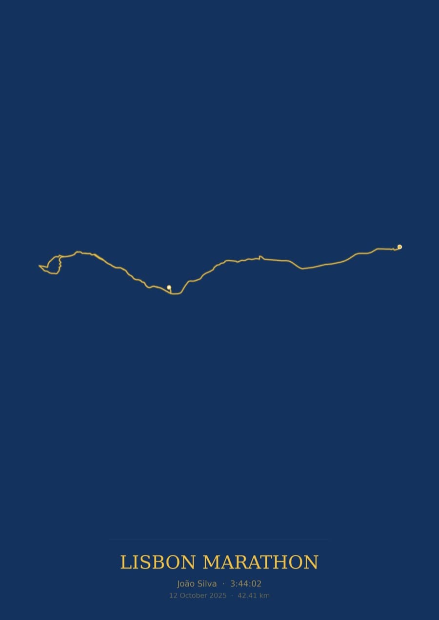 Lisbon Marathon — Blueprint · Route study palette poster