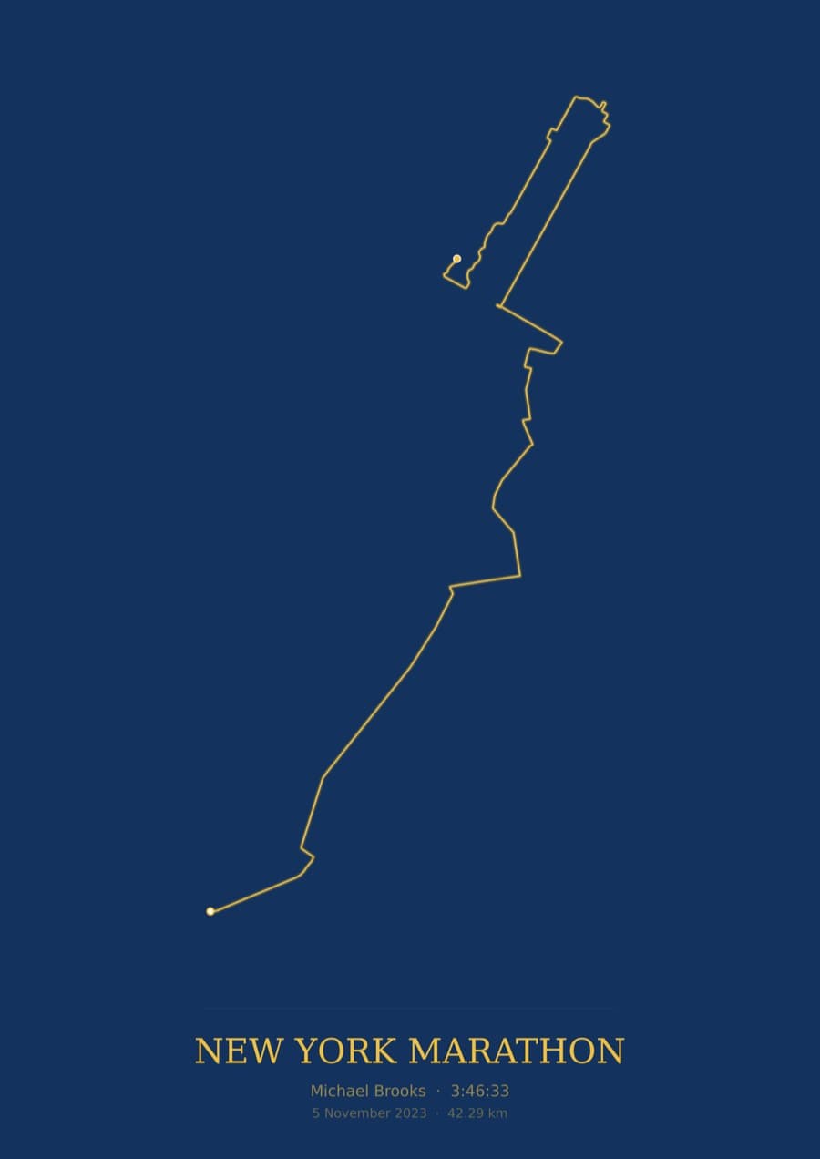 New York Marathon — Blueprint · Route study palette poster
