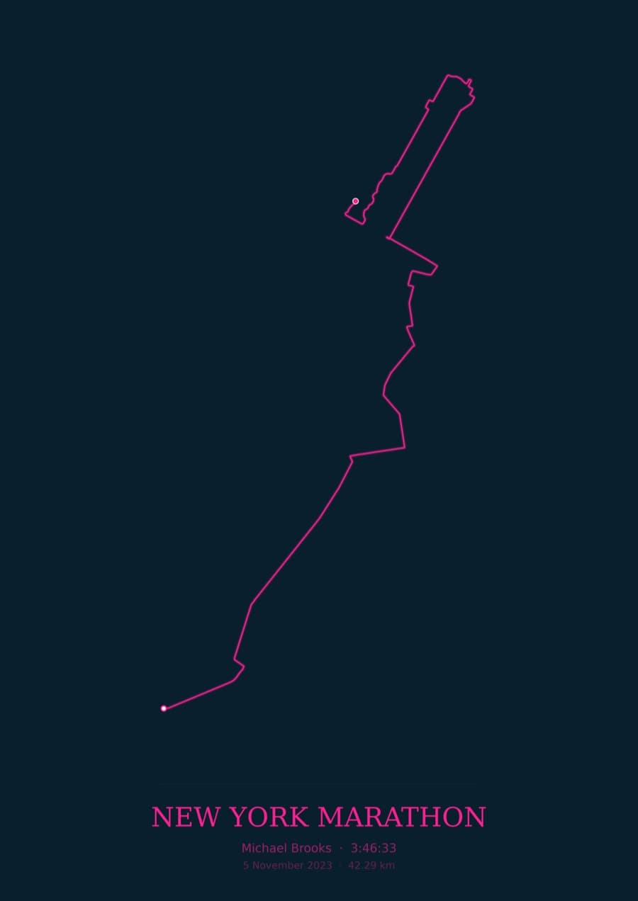 New York Marathon — City Runner 2049 · Route study palette poster