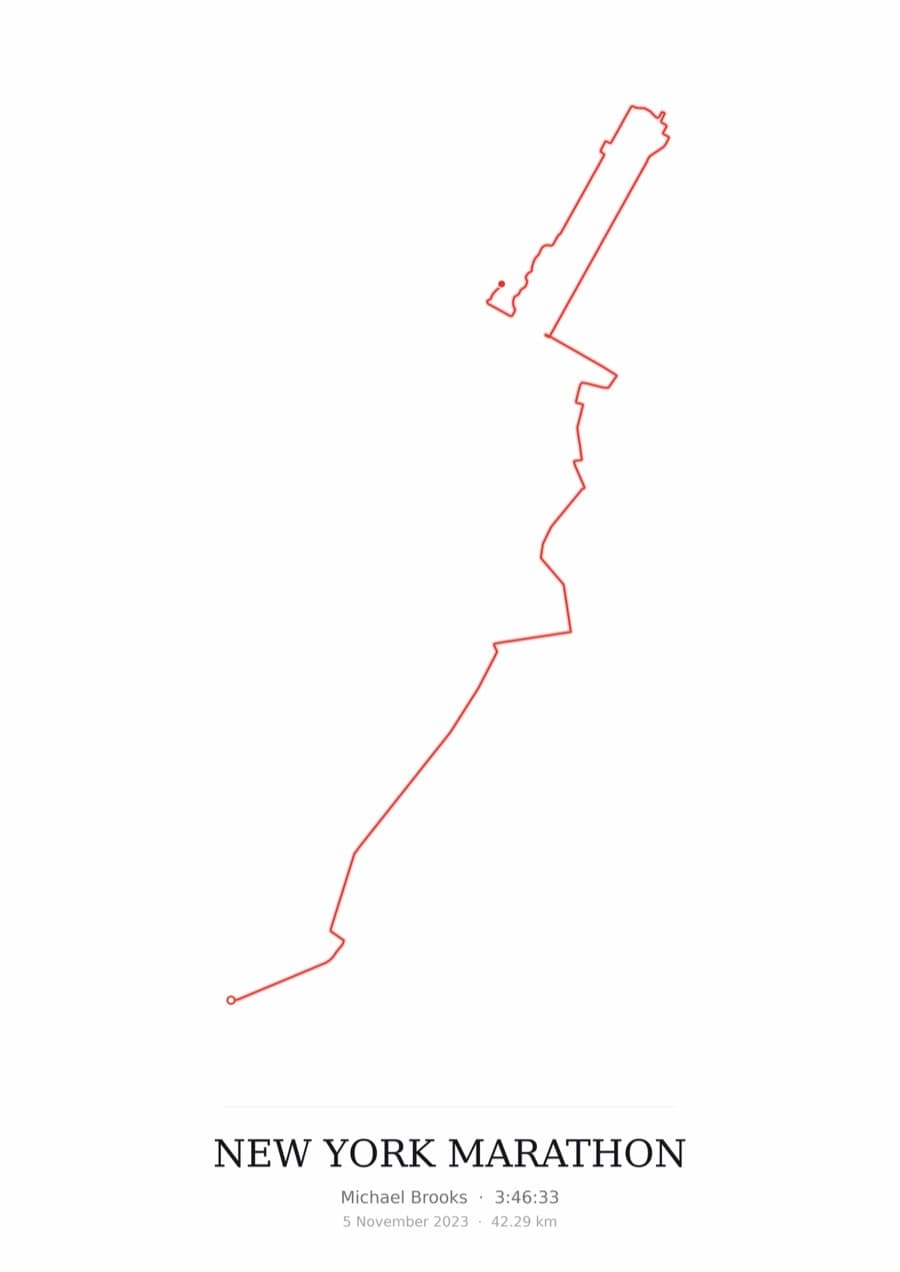 New York Marathon — Mono · Route study palette poster