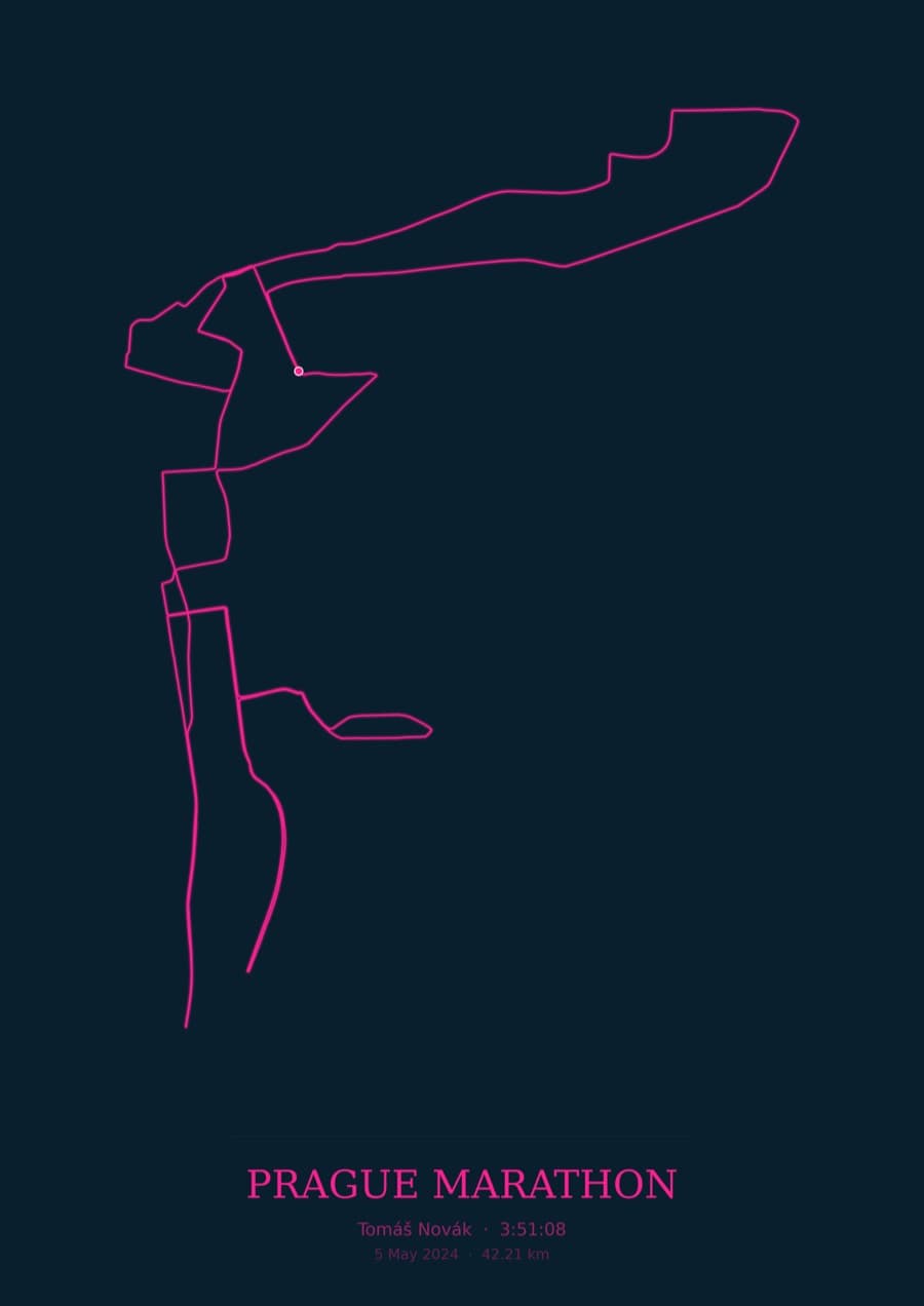 Prague Marathon — City Runner 2049 · Route study palette poster