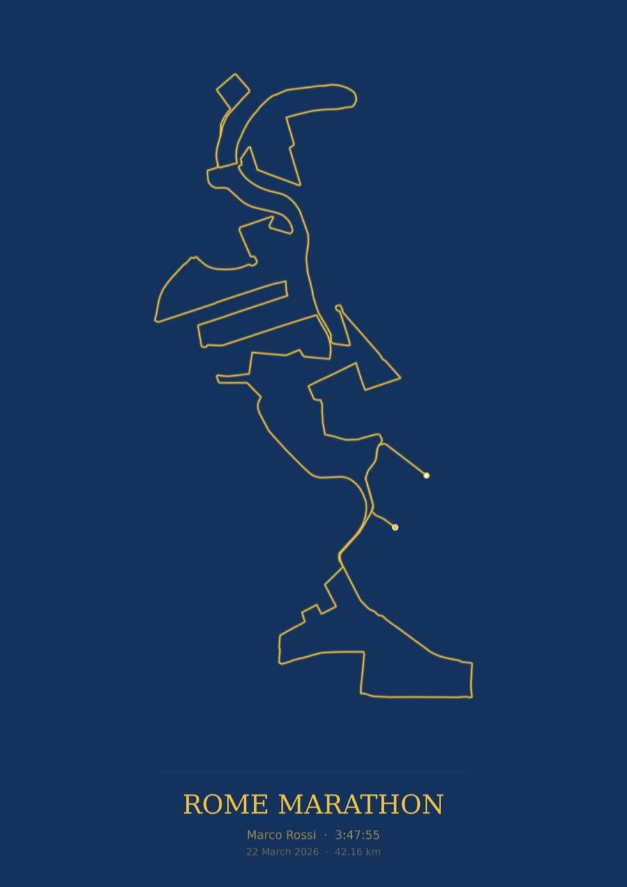 Rome Marathon — Blueprint · Route study palette poster