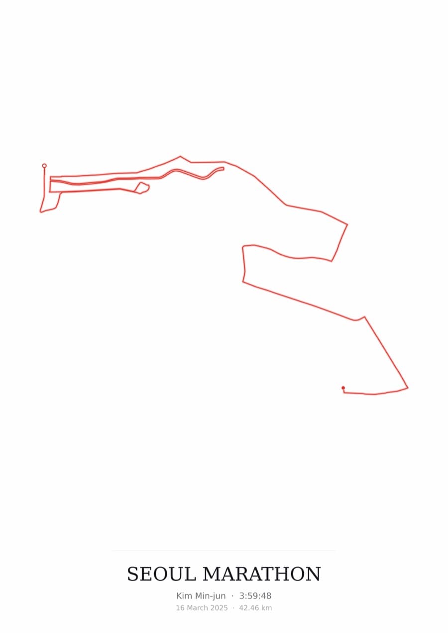 Seoul Marathon — Mono · Route study palette poster