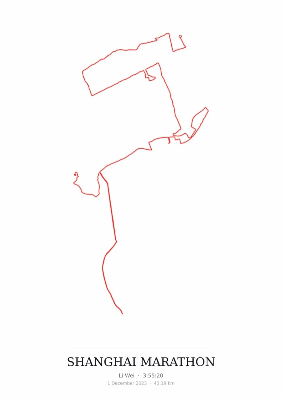 Shanghai Marathon — Mono · Route study palette poster