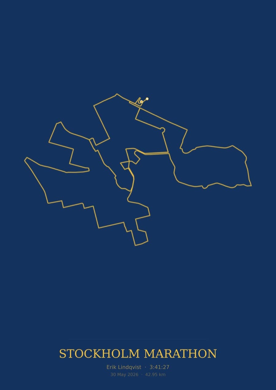 Stockholm Marathon — Blueprint · Route study palette poster