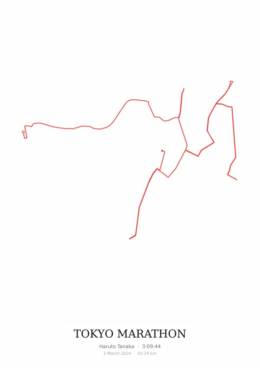 Tokyo Marathon — Mono · Route study palette poster